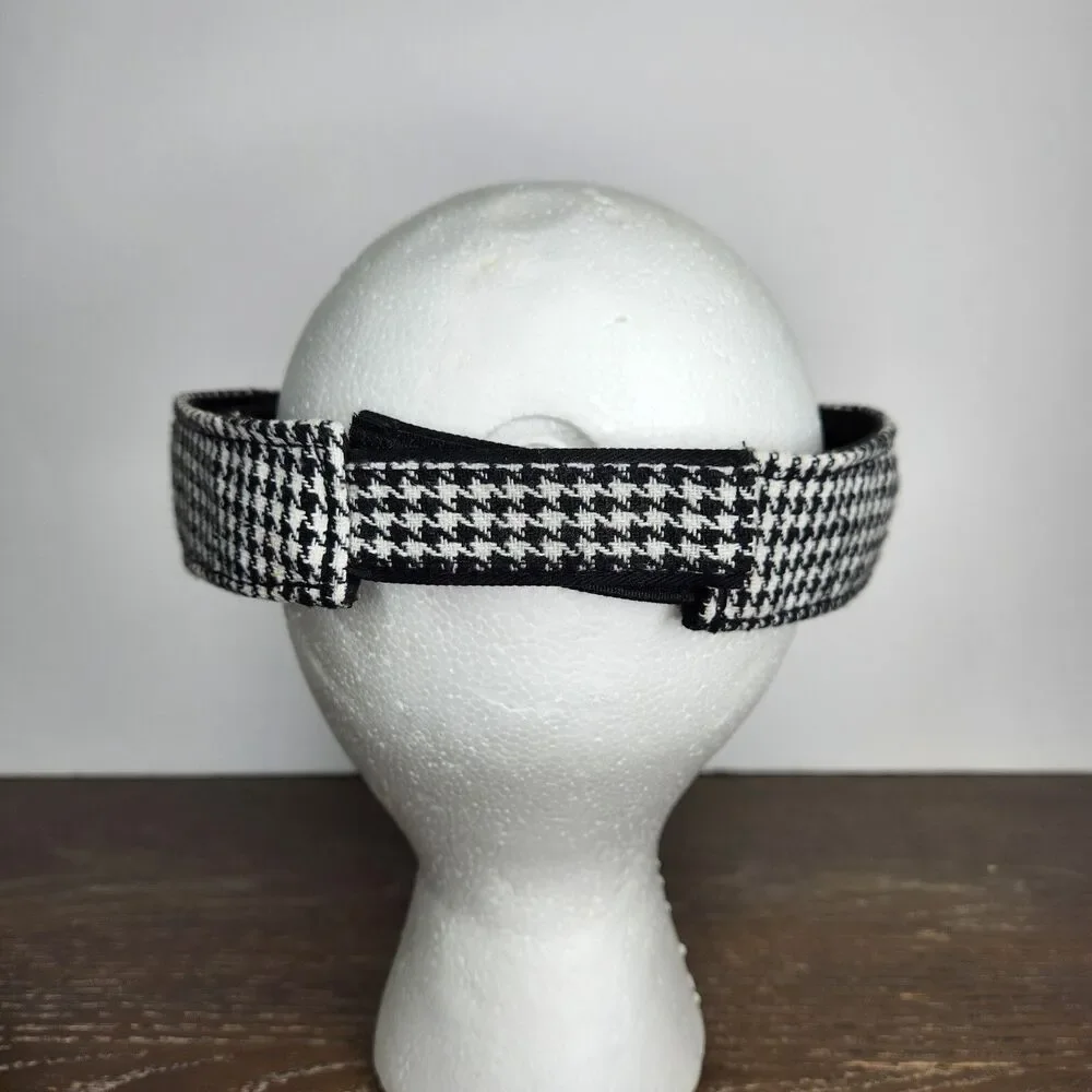 Houndstooth Black & White Pattern Polyester Wool Blend Adjustable Visor OSFM